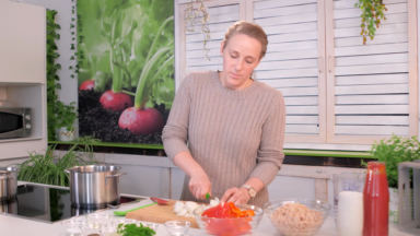 Bohnen-Paprika-Soße mit Vollkornreis